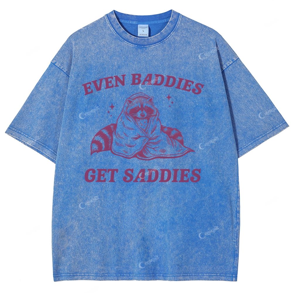 Colordate Unisex Raccoon Printed Washed Tee