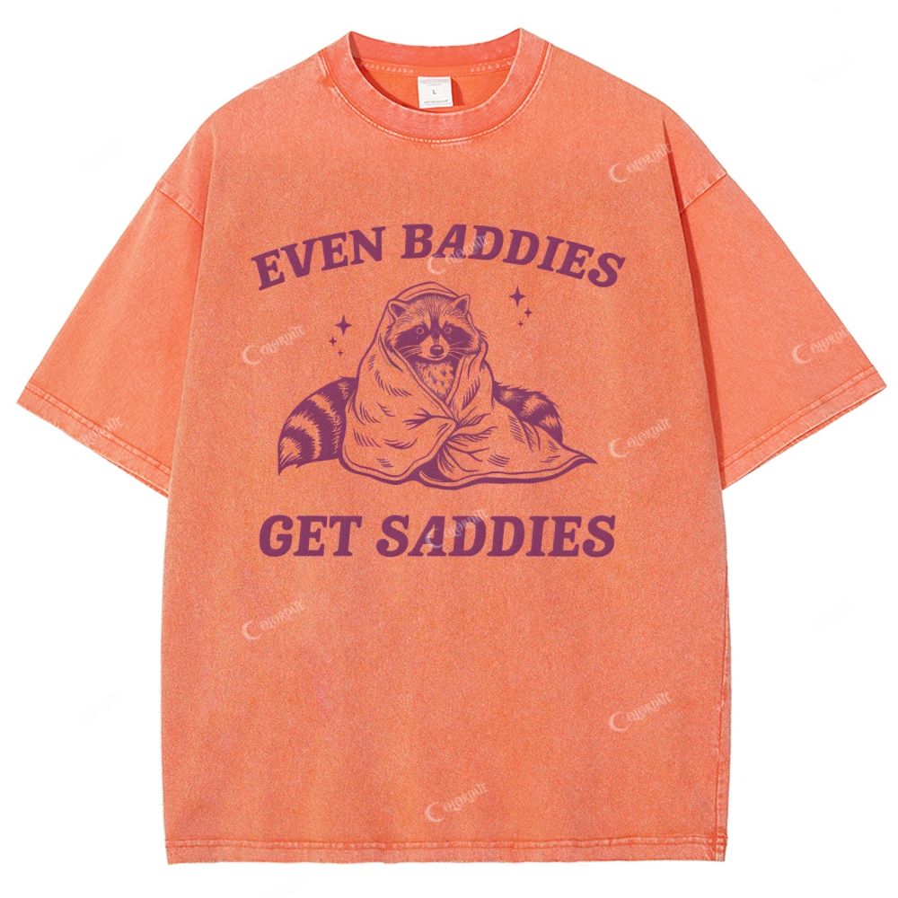 Colordate Unisex Raccoon Printed Washed Tee