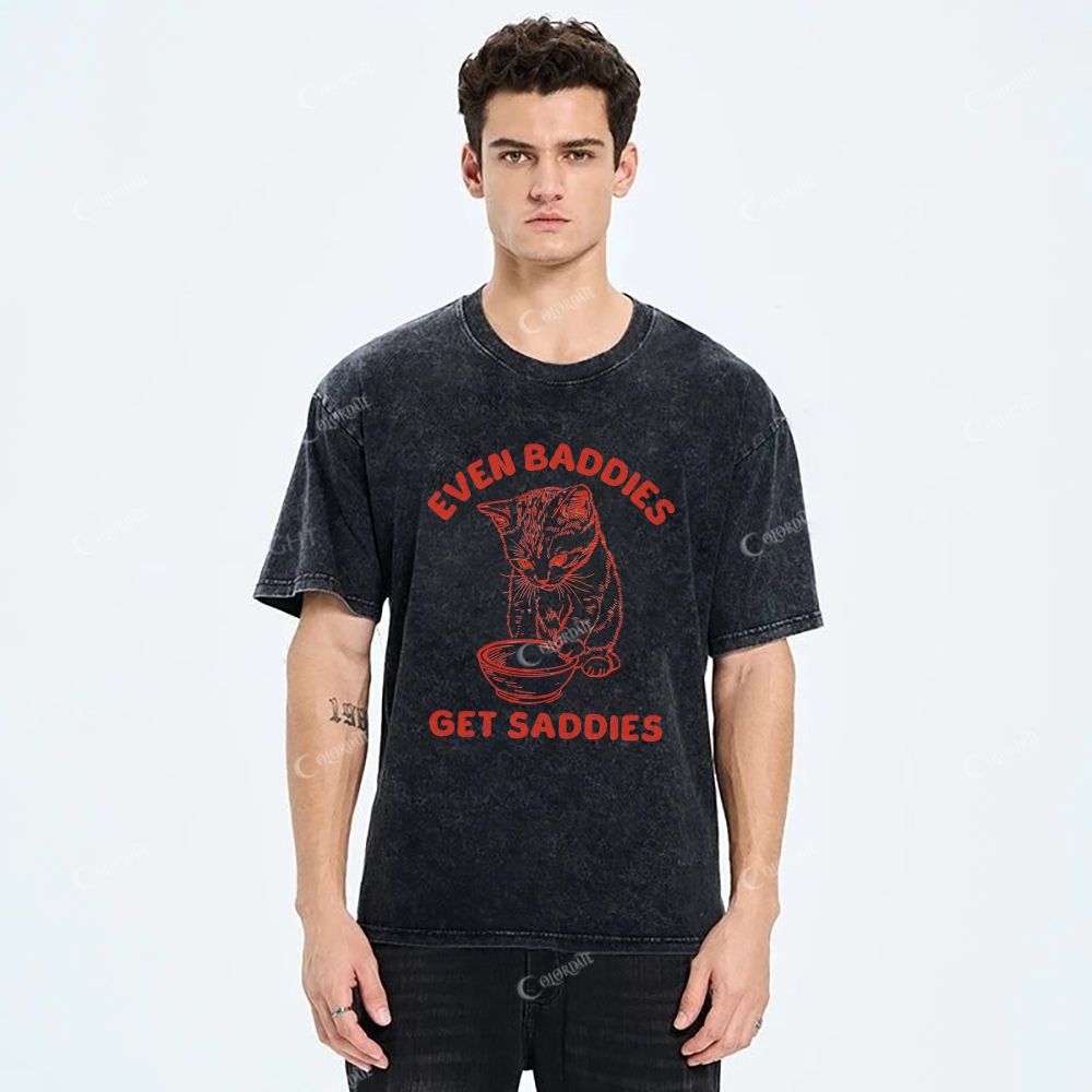 Colordate Unisex Cat Printed Washed Tee