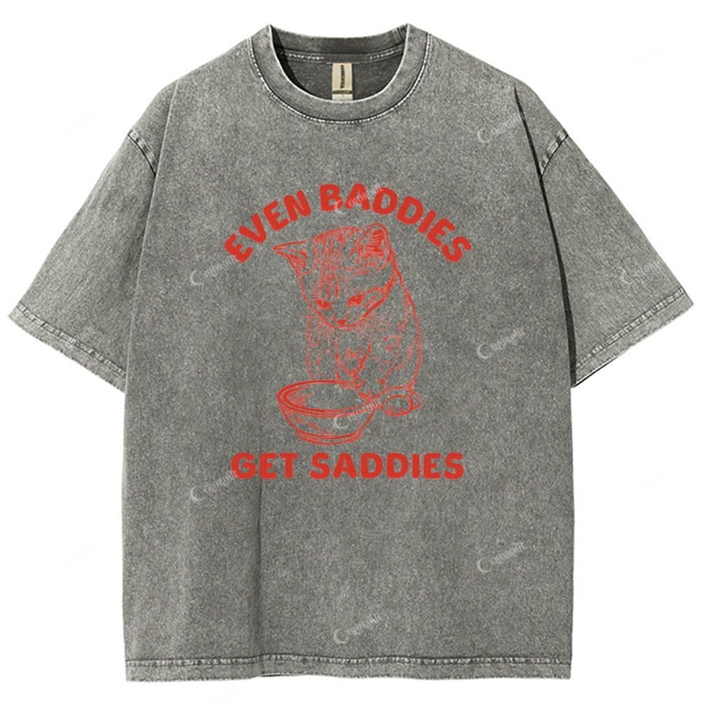 Colordate Unisex Cat Printed Washed Tee