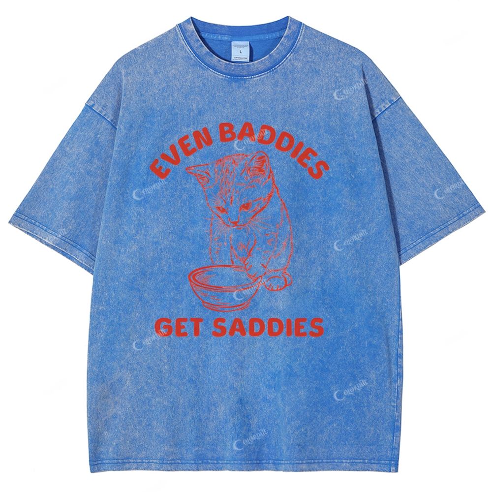 Colordate Unisex Cat Printed Washed Tee