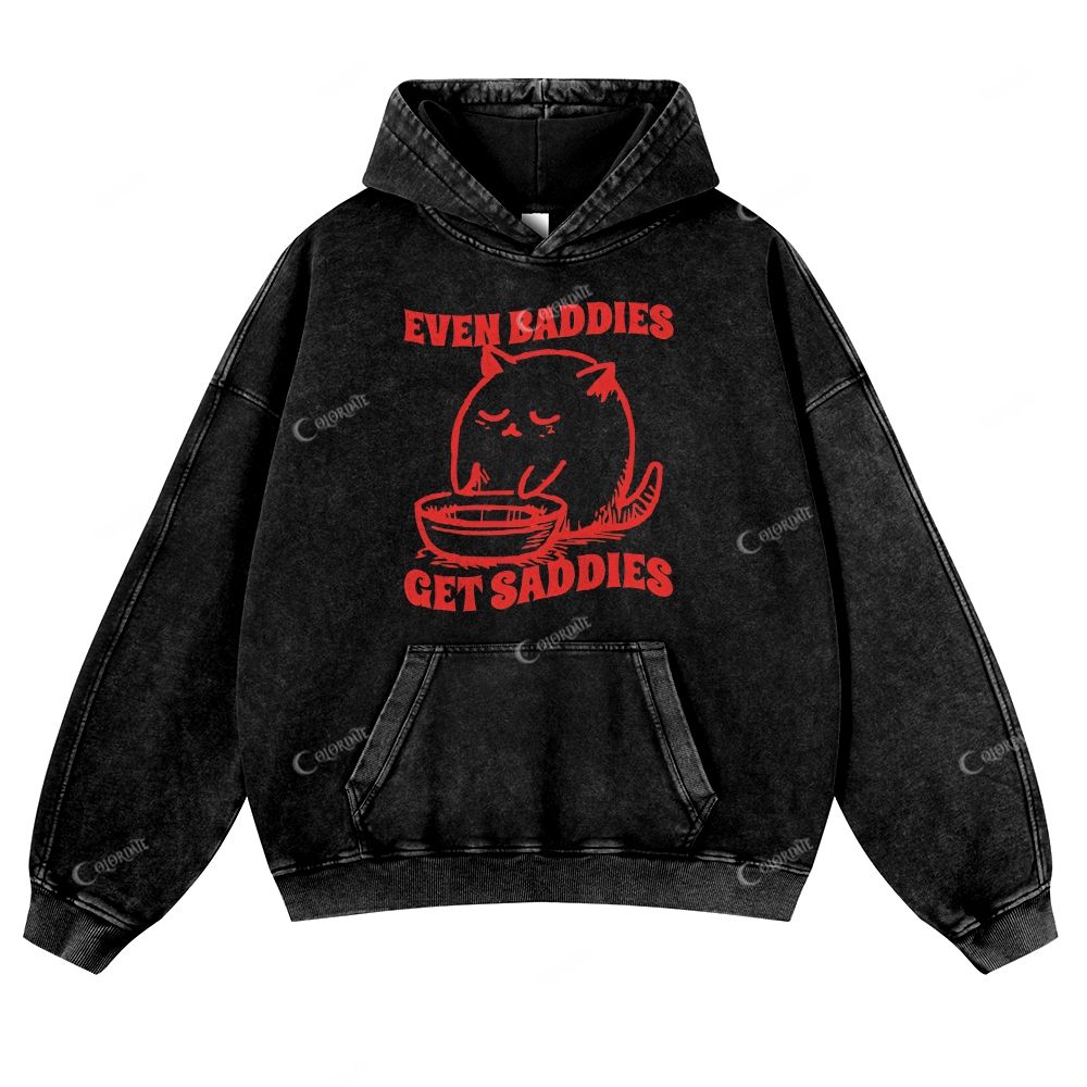 Colordate Cute Pattern Print Casual Washed Hoodie