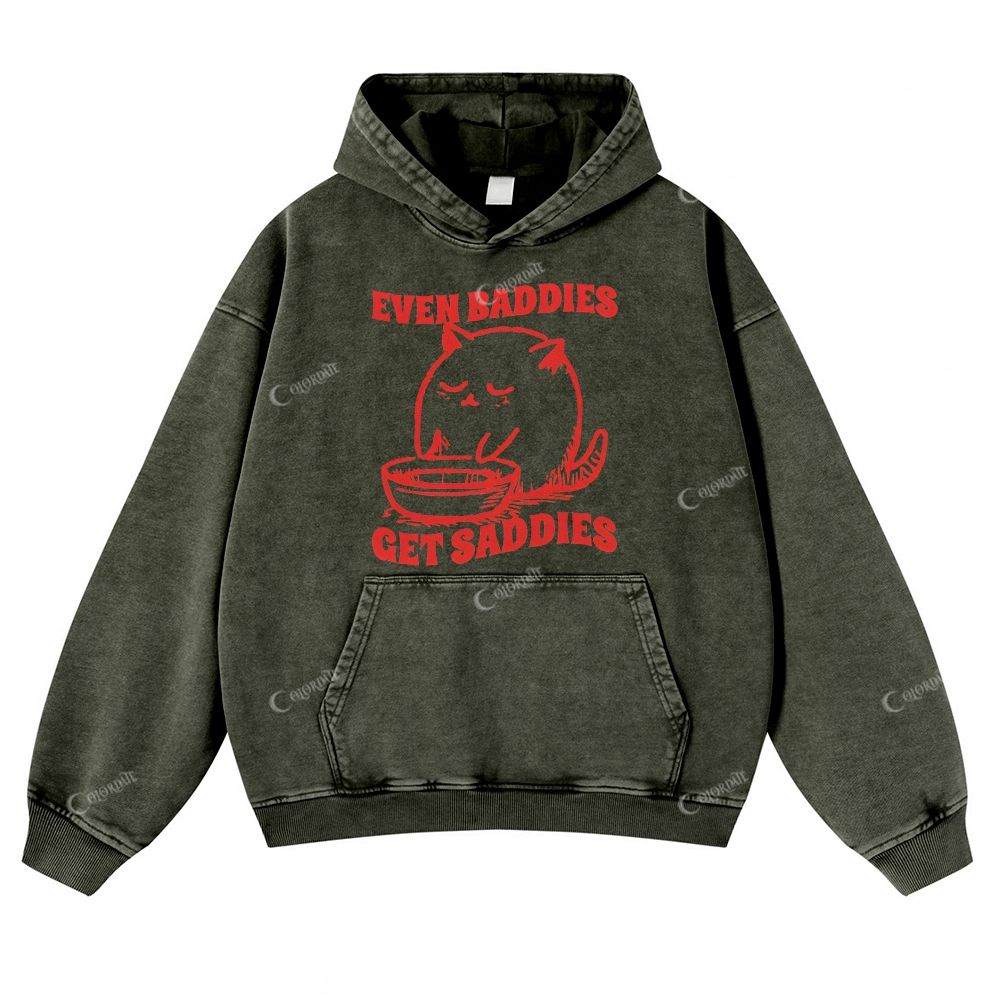 Colordate Cute Pattern Print Casual Washed Hoodie