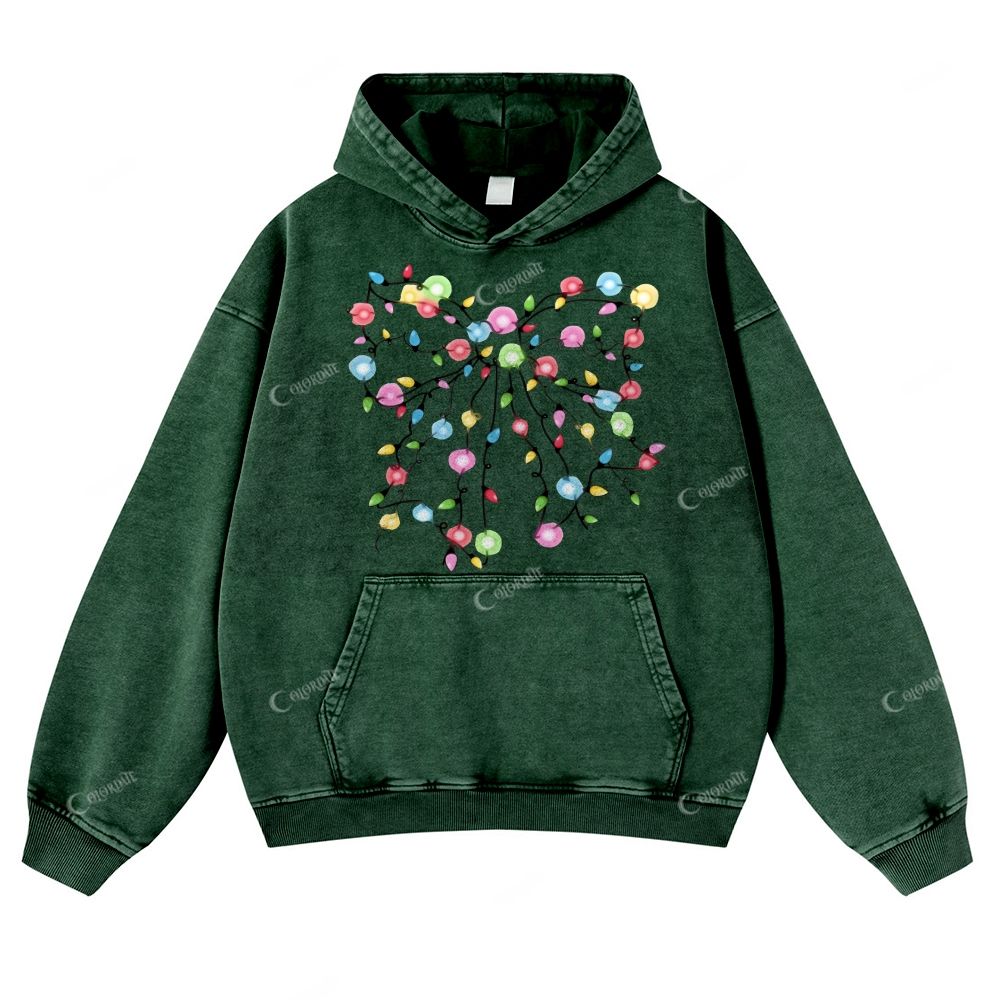 Casual  Bow Lantern Washed Hoodie