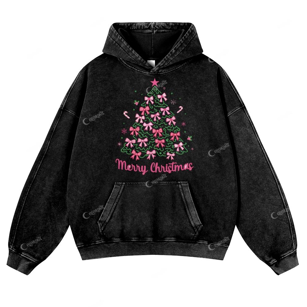 Casual Line Christmas Tree Washed Hoodie
