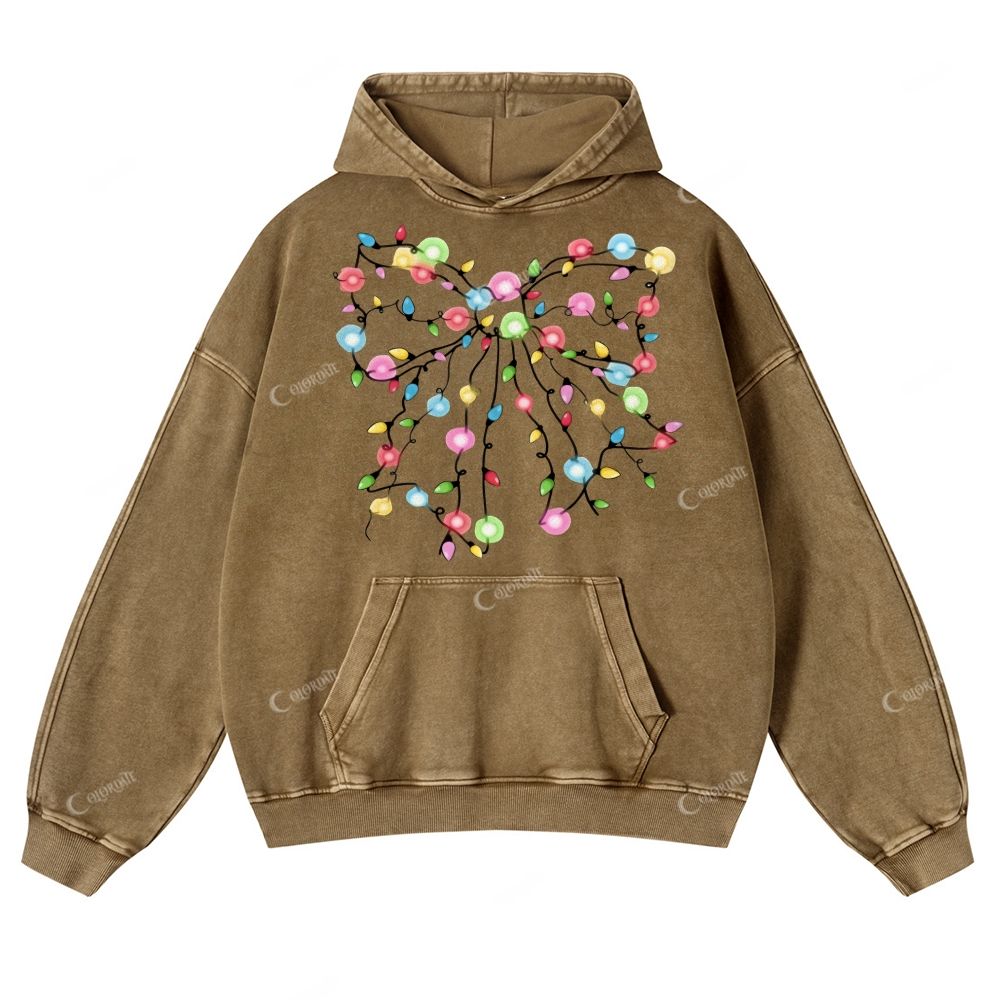 Casual  Bow Lantern Washed Hoodie