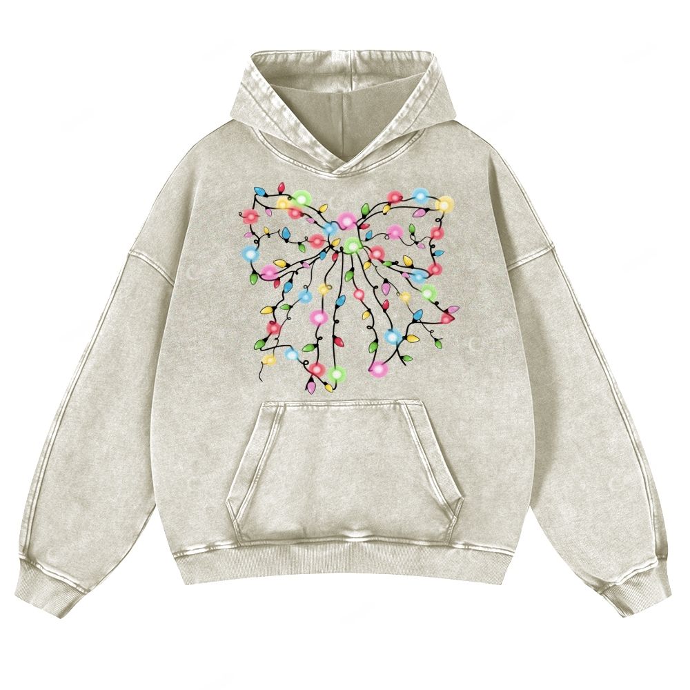 Casual  Bow Lantern Washed Hoodie
