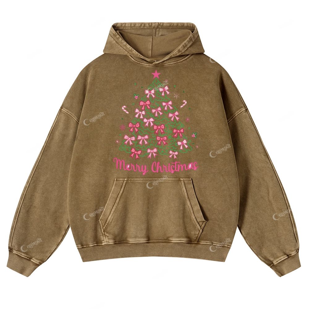 Casual Line Christmas Tree Washed Hoodie