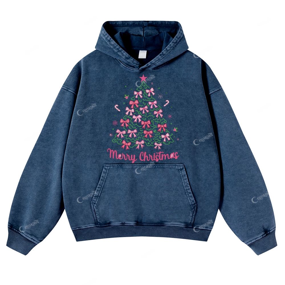 Casual Line Christmas Tree Washed Hoodie