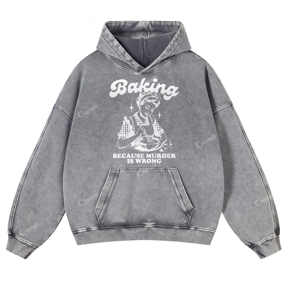 Colordate Character Print Casual Washed Hoodie
