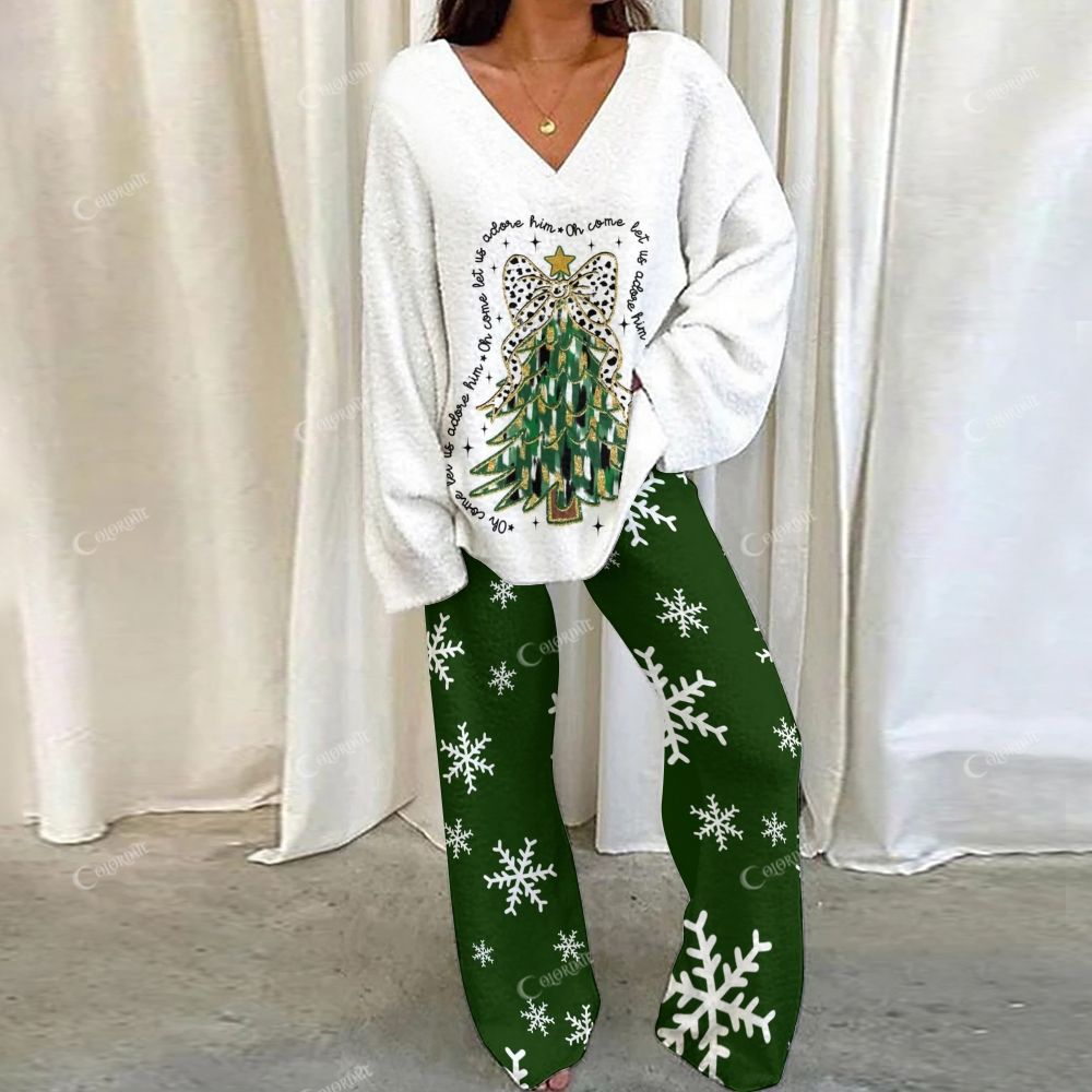 Christmas Tree Loungewear Set For Women