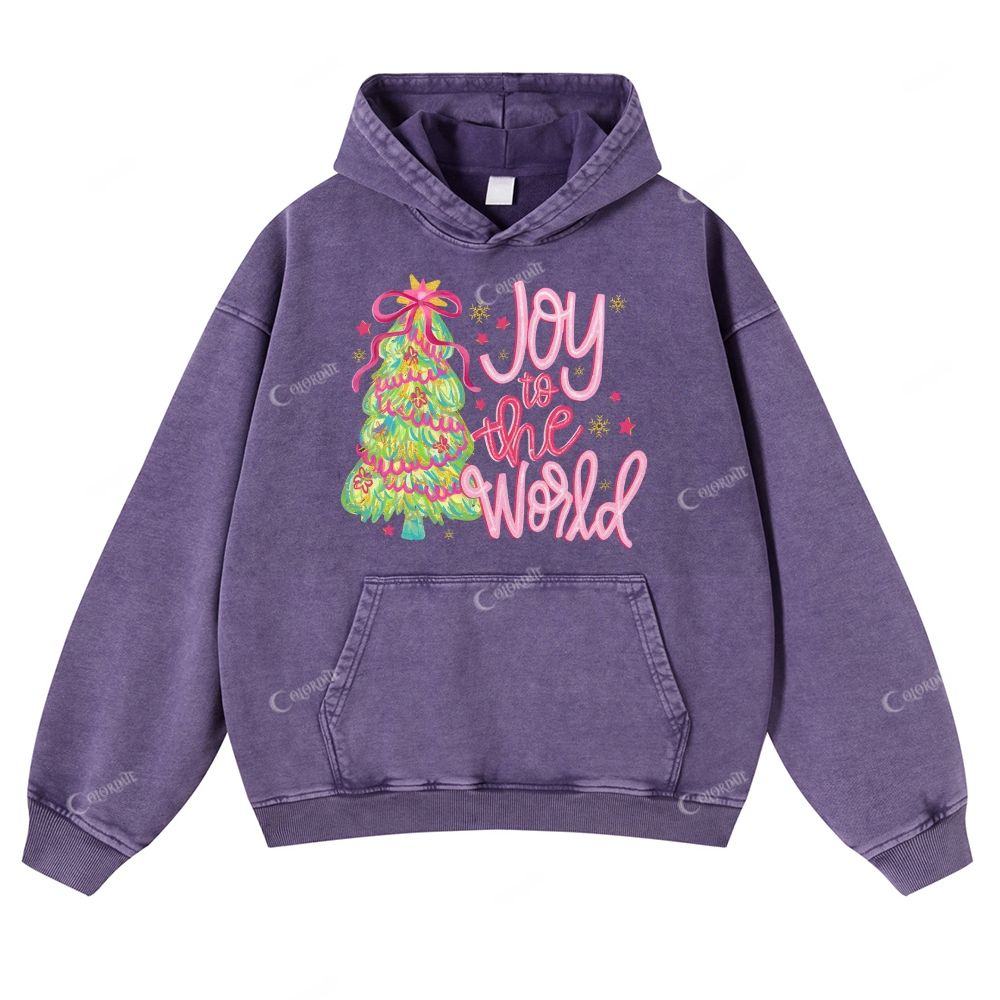 Casual Joy To The World Washed Hoodie