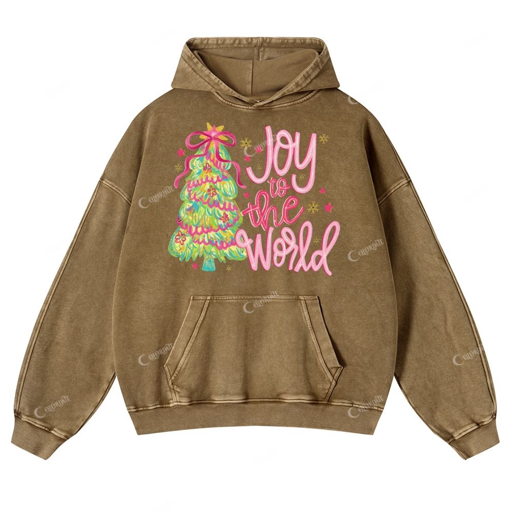 Casual Joy To The World Washed Hoodie