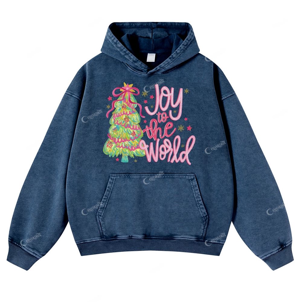 Casual Joy To The World Washed Hoodie