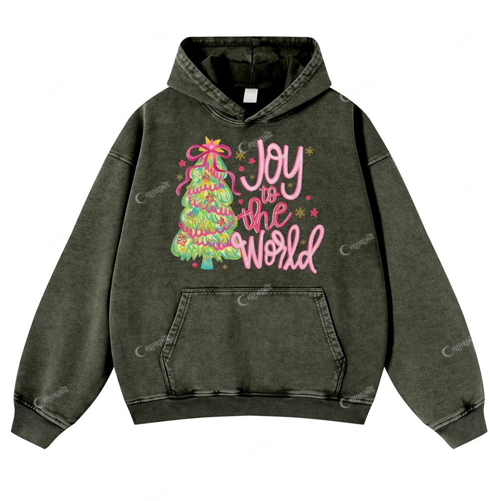 Casual Joy To The World Washed Hoodie