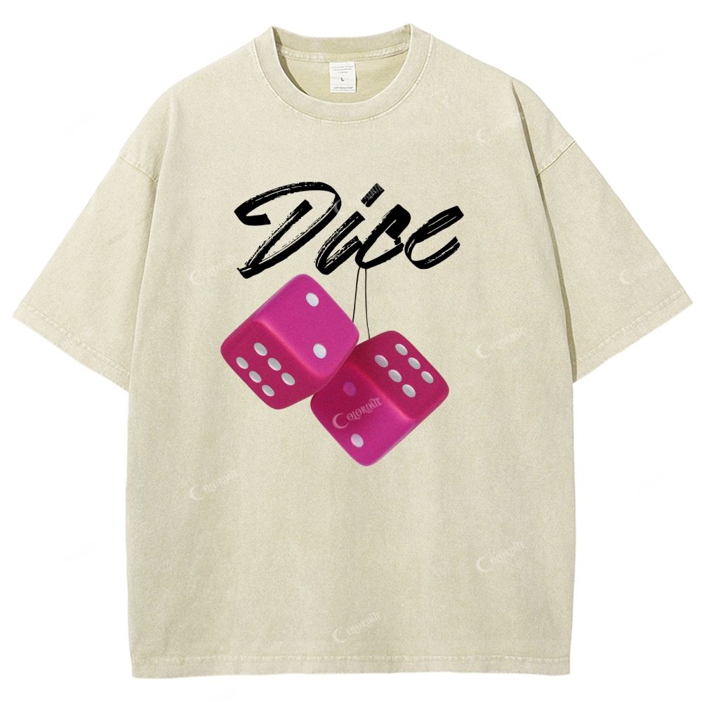 Colordate Unisex Dice Printed Washed Tee