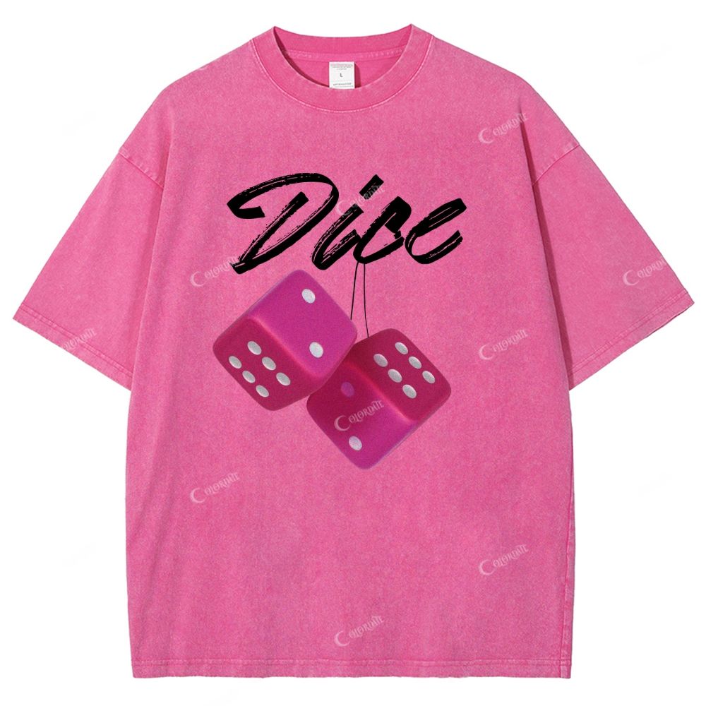 Colordate Unisex Dice Printed Washed Tee