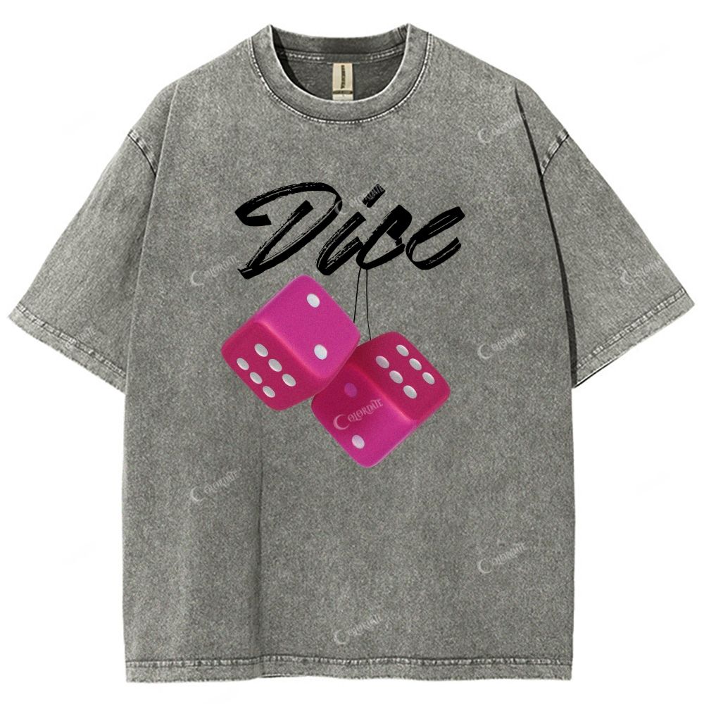 Colordate Unisex Dice Printed Washed Tee