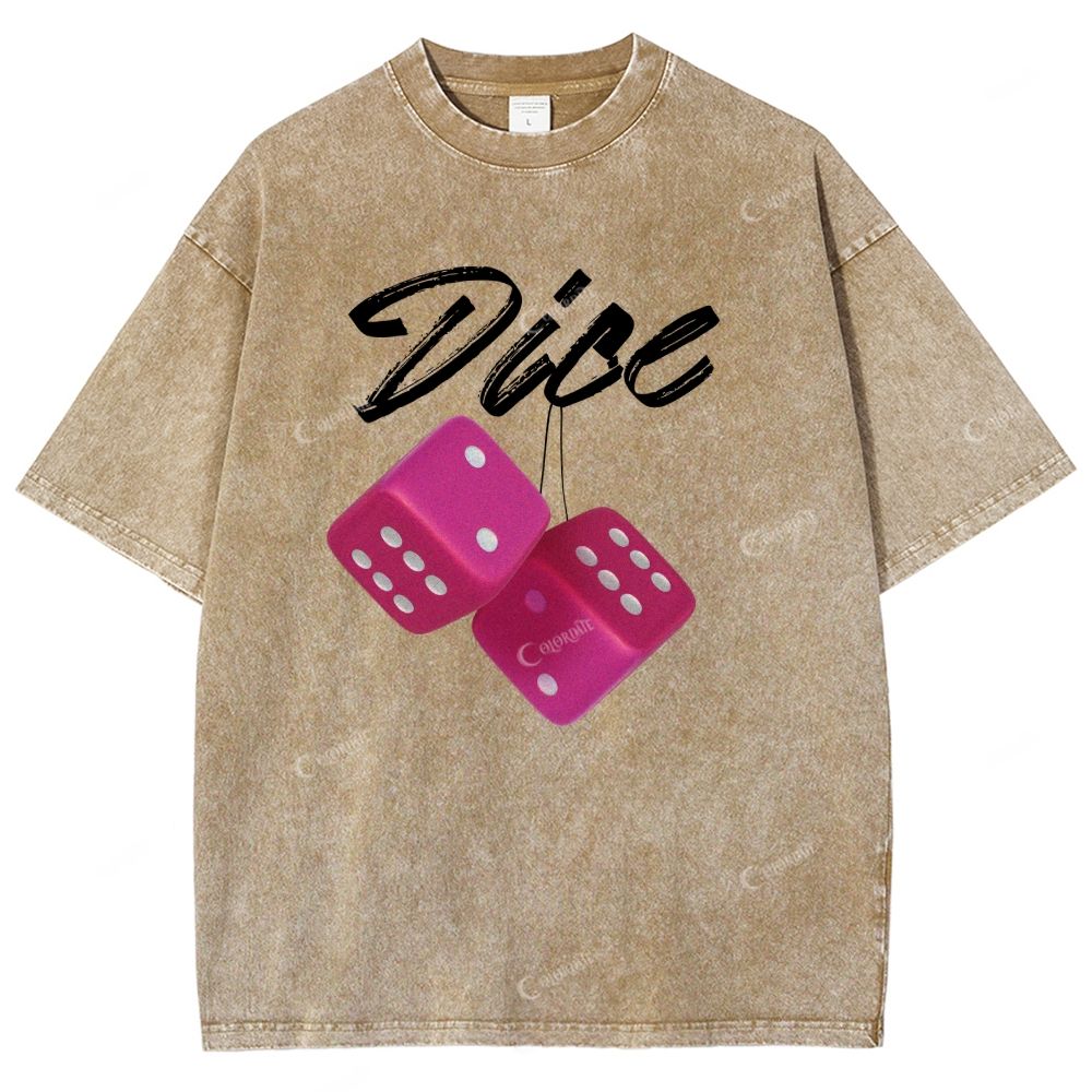 Colordate Unisex Dice Printed Washed Tee