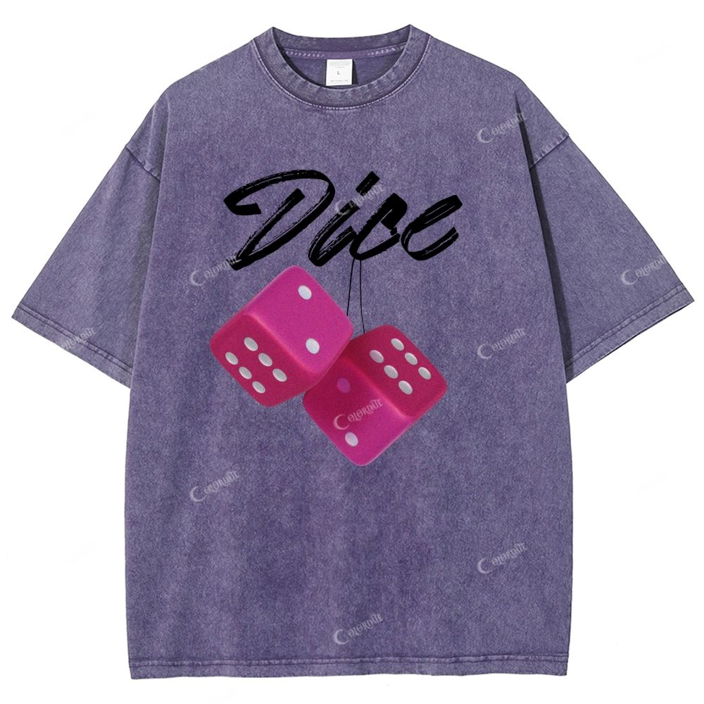 Colordate Unisex Dice Printed Washed Tee