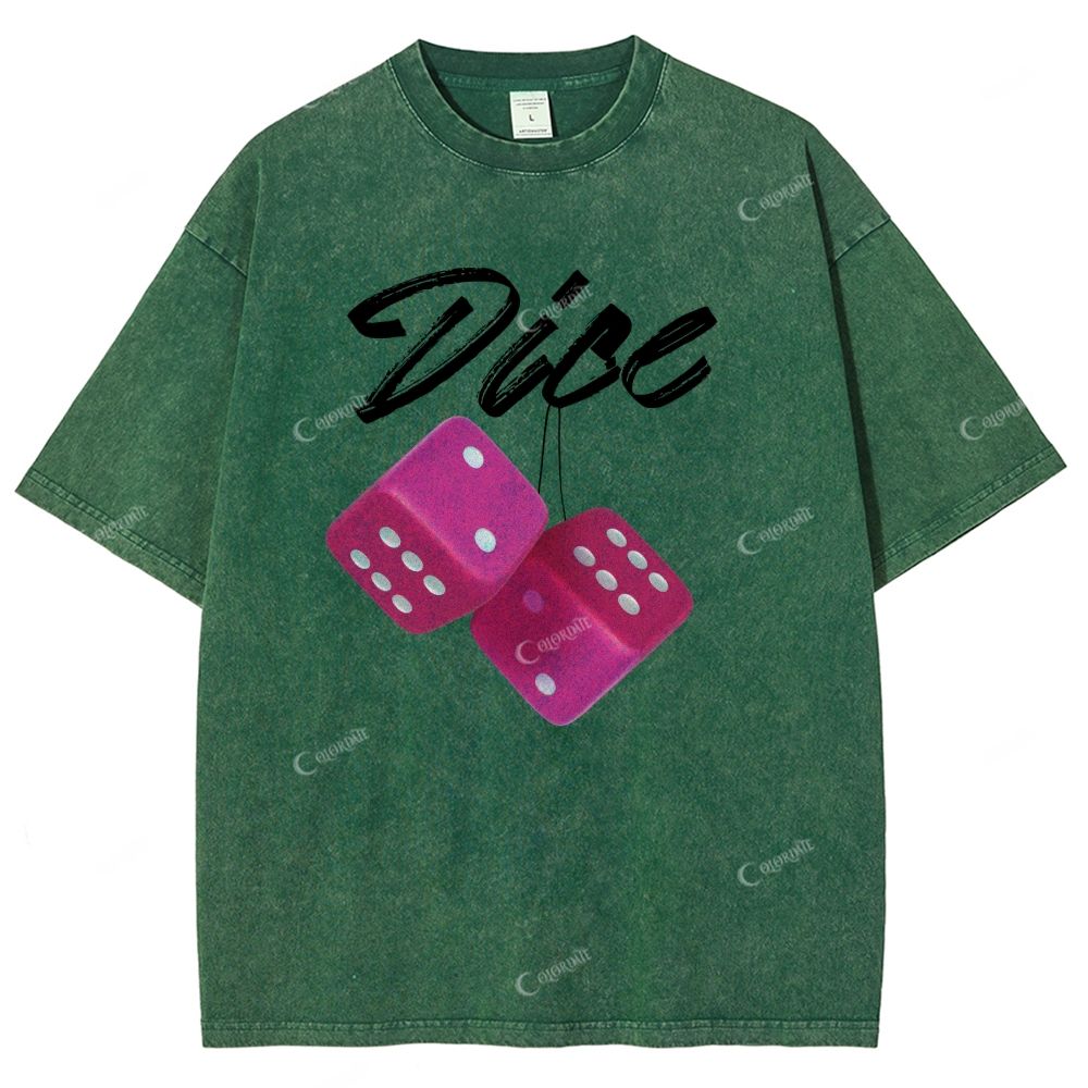 Colordate Unisex Dice Printed Washed Tee