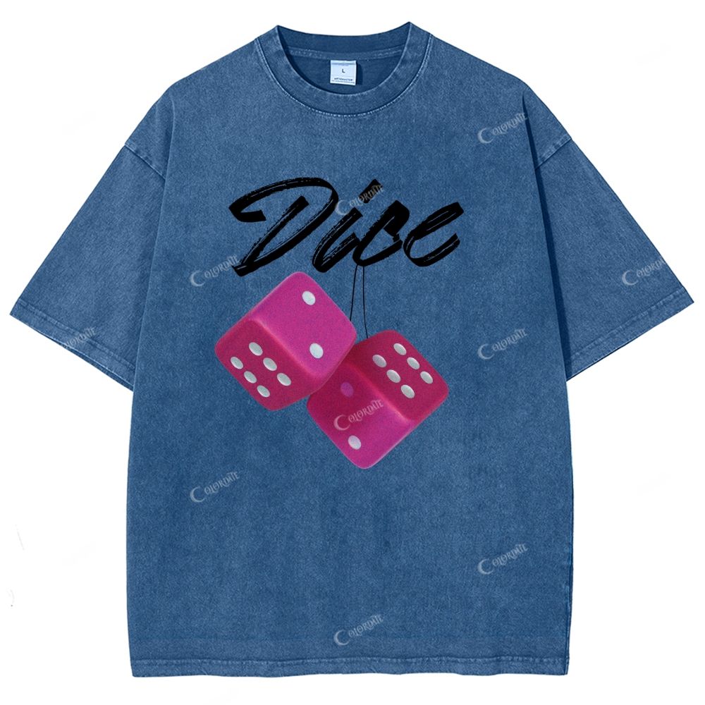 Colordate Unisex Dice Printed Washed Tee