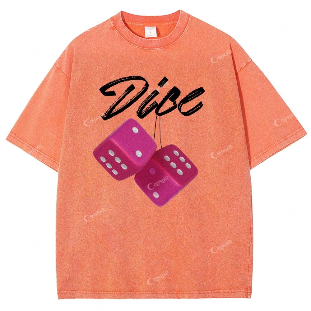 Colordate Unisex Dice Printed Washed Tee