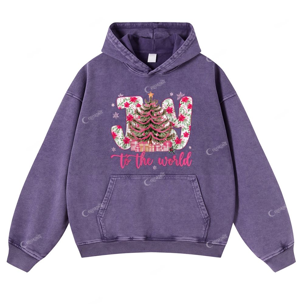Casual Joy To The World Washed Hoodie