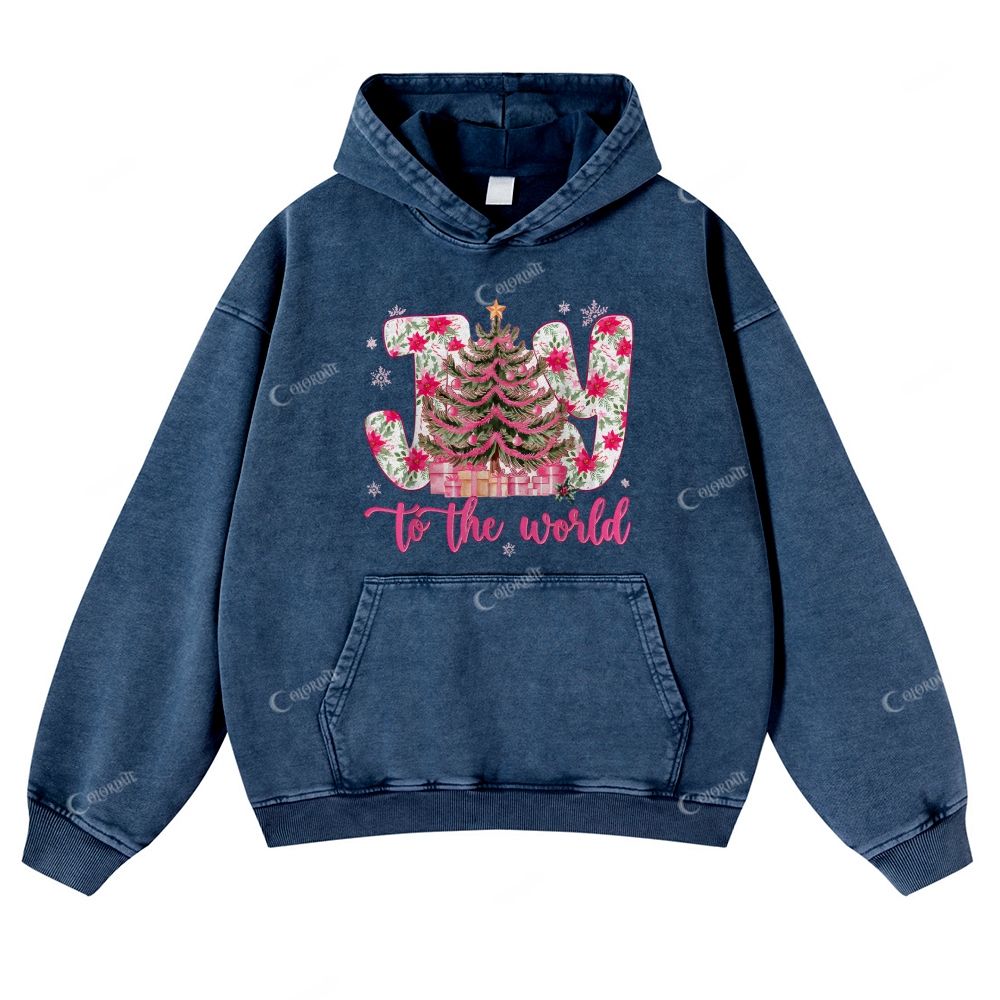 Casual Joy To The World Washed Hoodie
