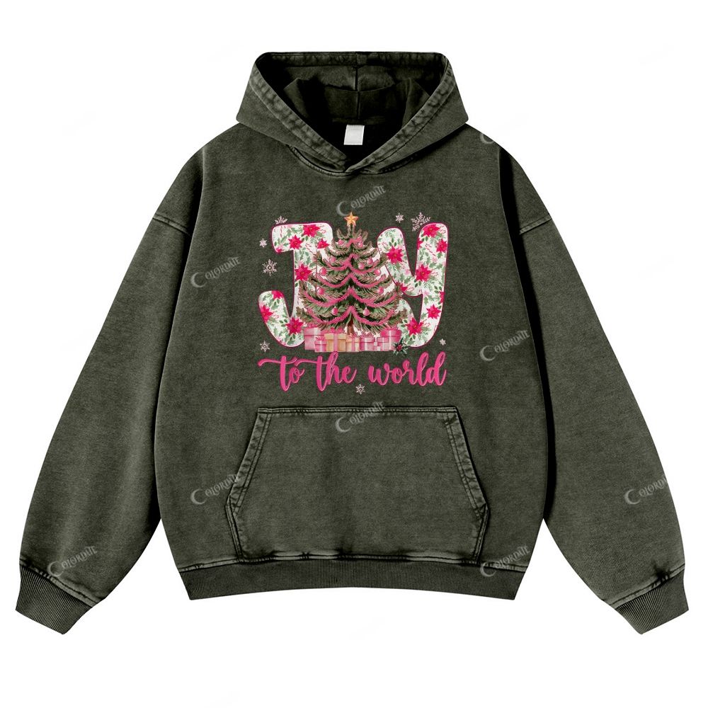 Casual Joy To The World Washed Hoodie