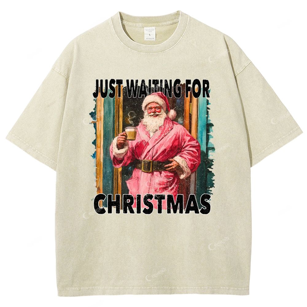 Unisex Santa Claus Printed Washed Tee