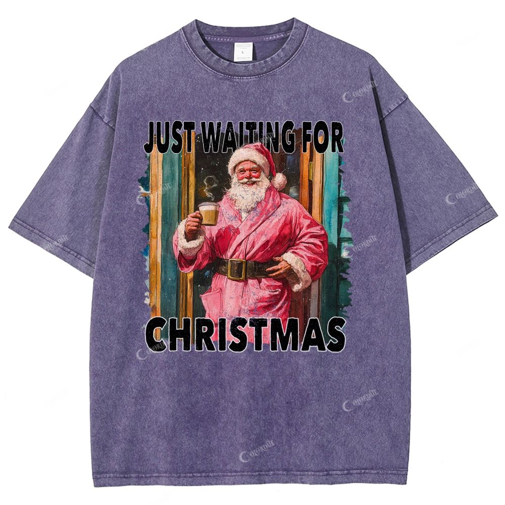 Unisex Santa Claus Printed Washed Tee