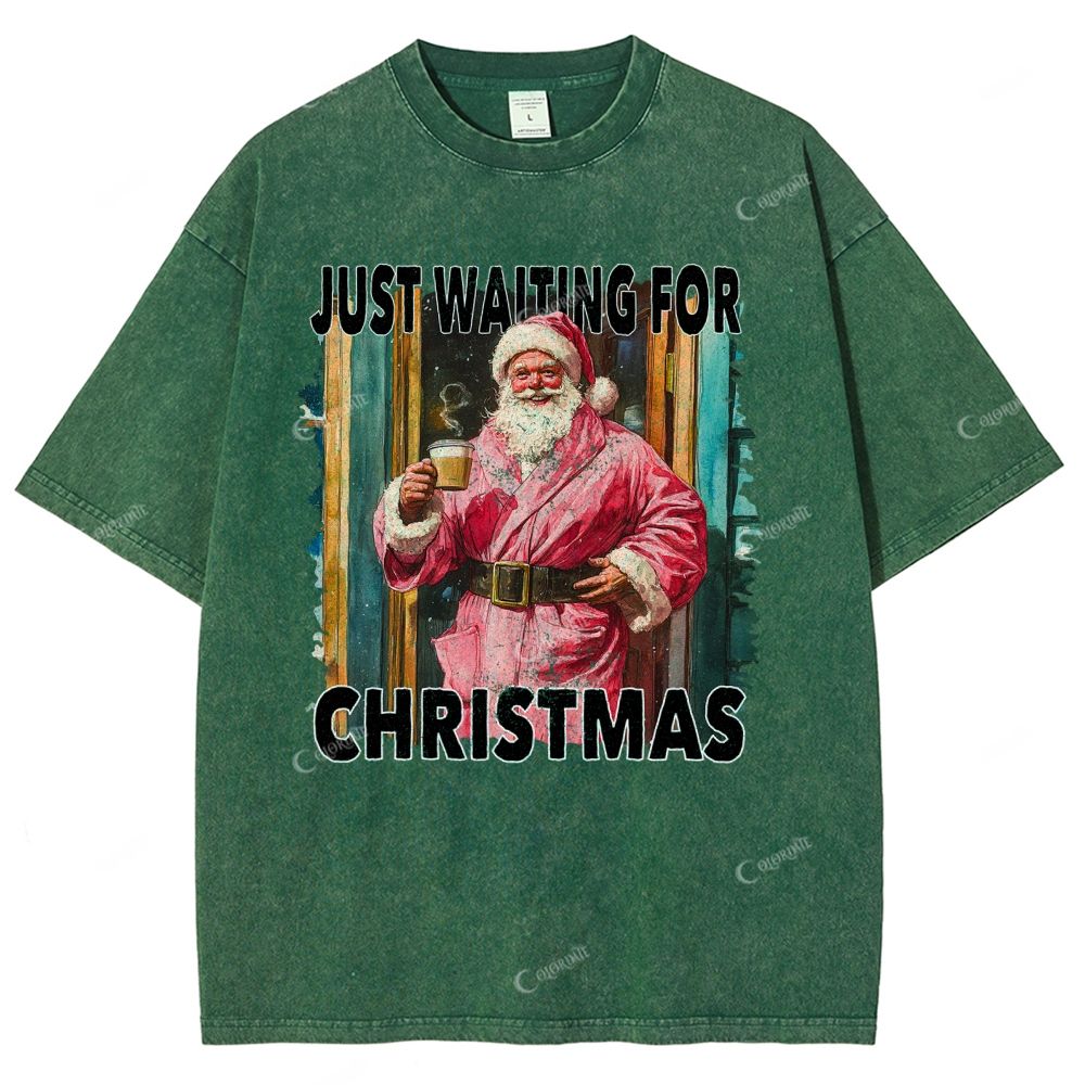 Unisex Santa Claus Printed Washed Tee