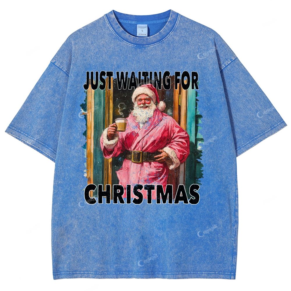 Unisex Santa Claus Printed Washed Tee