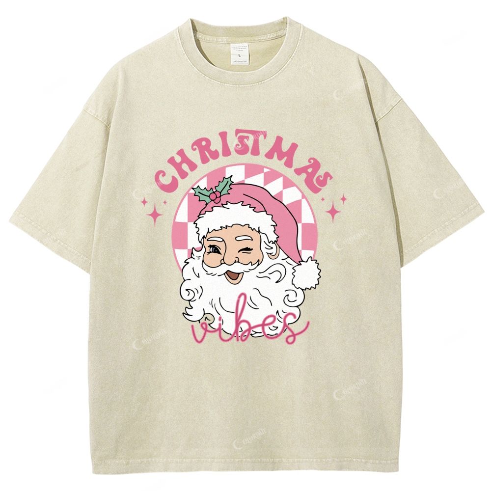 Unisex Santa Claus Printed Washed Tee