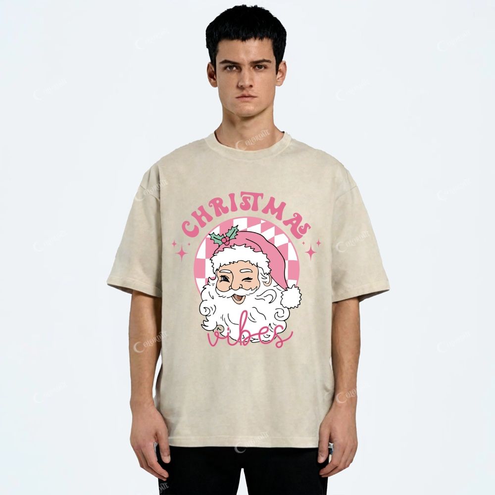 Unisex Santa Claus Printed Washed Tee