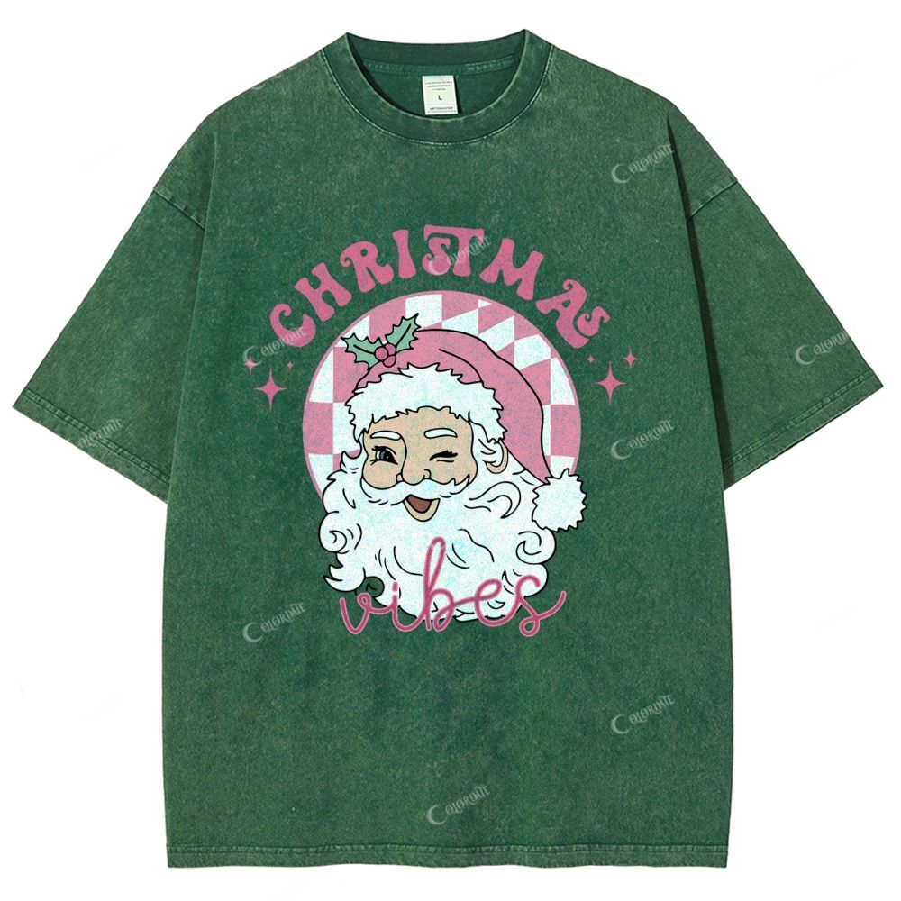 Unisex Santa Claus Printed Washed Tee