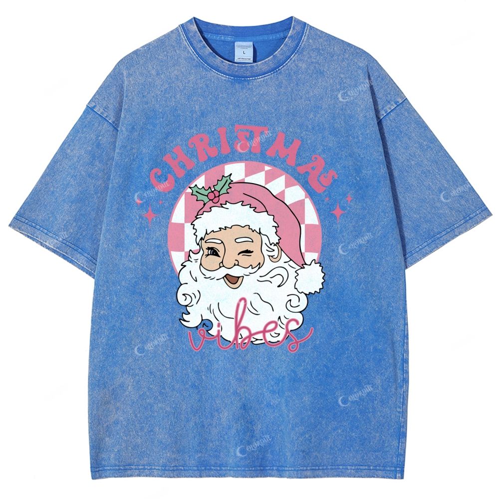 Unisex Santa Claus Printed Washed Tee