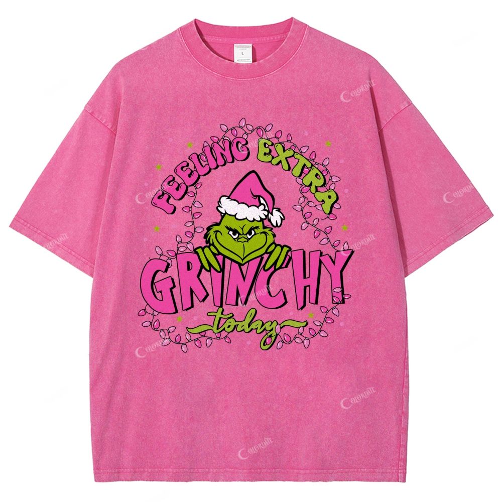 Unisex Green-Haired Monster Printed Washed Tee