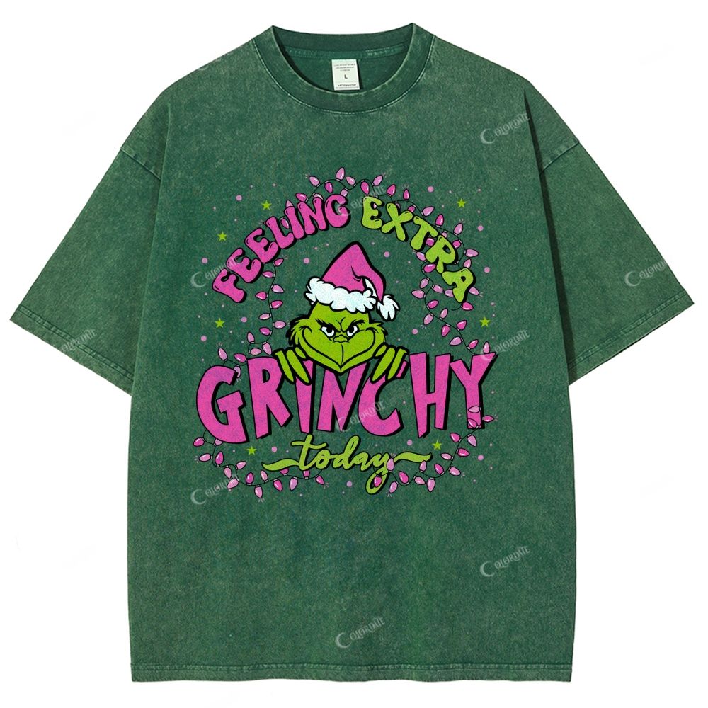 Unisex Green-Haired Monster Printed Washed Tee