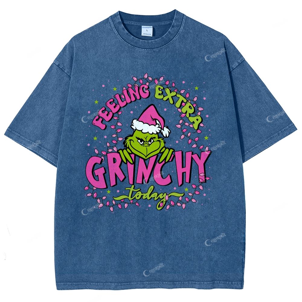 Unisex Green-Haired Monster Printed Washed Tee