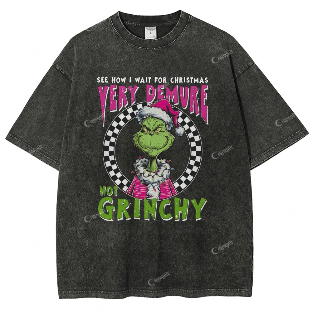 Unisex Green-Haired Monster Printed Washed Tee