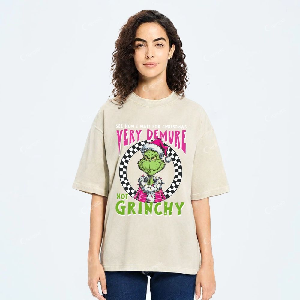 Unisex Green-Haired Monster Printed Washed Tee