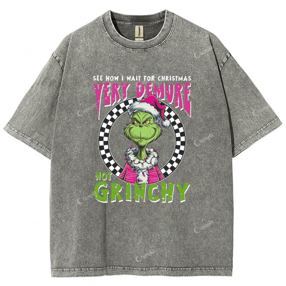 Unisex Green-Haired Monster Printed Washed Tee