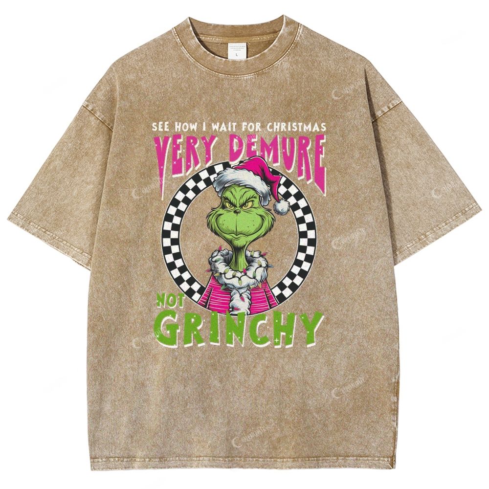 Unisex Green-Haired Monster Printed Washed Tee