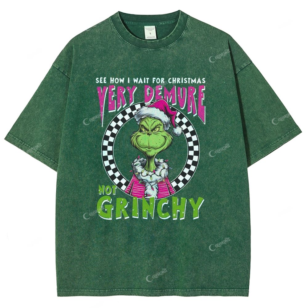 Unisex Green-Haired Monster Printed Washed Tee