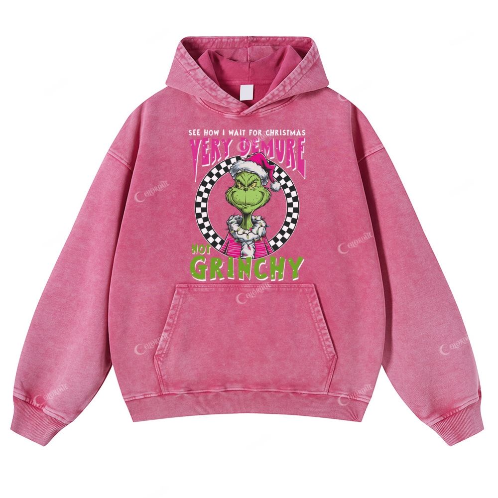 Green-Haired Monster Print Casual Washed Hoodie