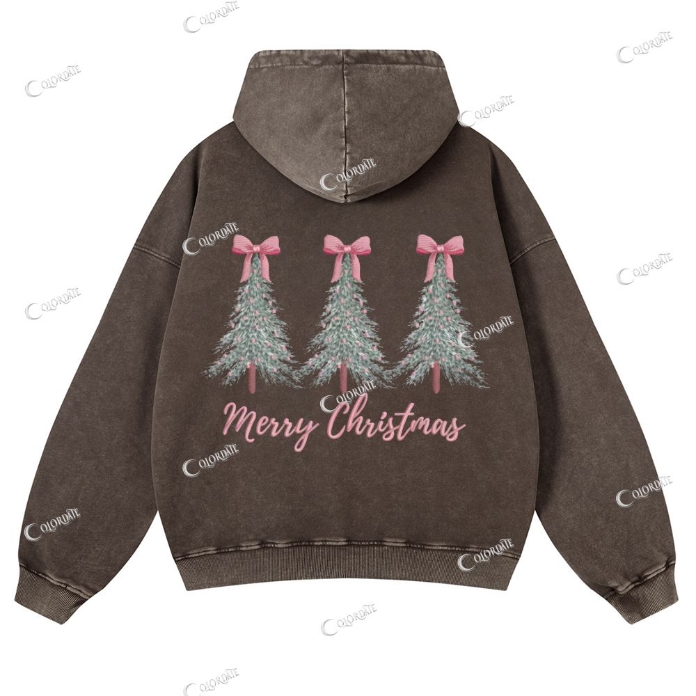 Casual  Warm Christmas Washed Hoodie