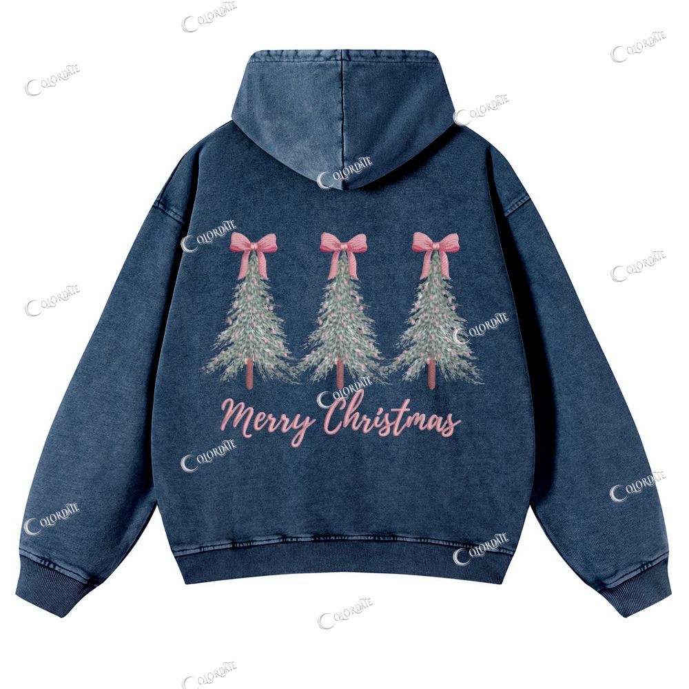 Casual  Warm Christmas Washed Hoodie