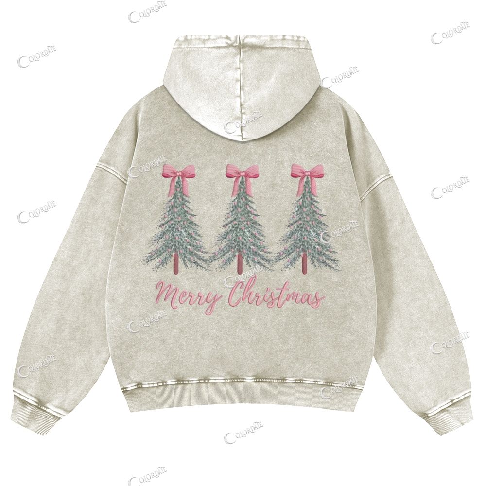 Casual  Warm Christmas Washed Hoodie